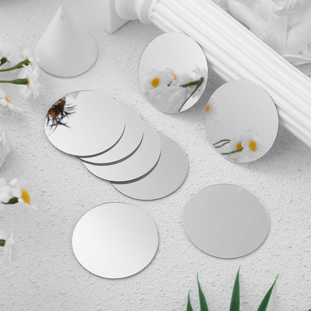 60 Pcs Acrylic Mirror Tiles Small Round Circular Mosaic Pieces for Crafts