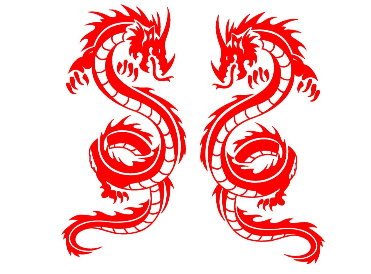Tribal Dragons Mirrored Two Pack 7" Vinyl Decals Any Flat Surface