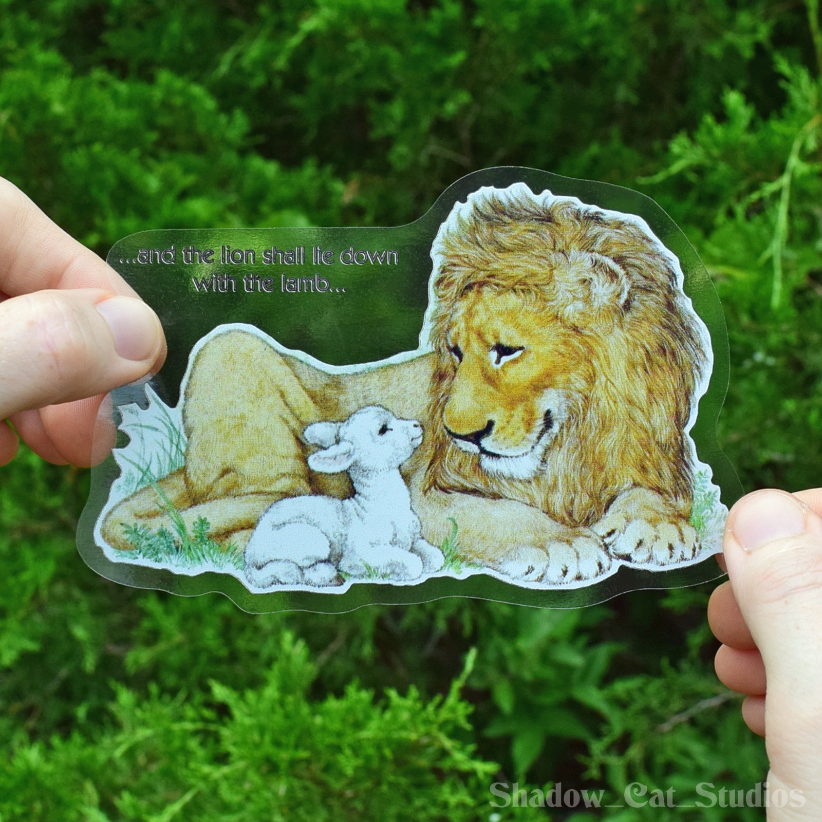 Lion and Lamb Die Cut Clear Vinyl Sticker Christian Religious Premium Quality