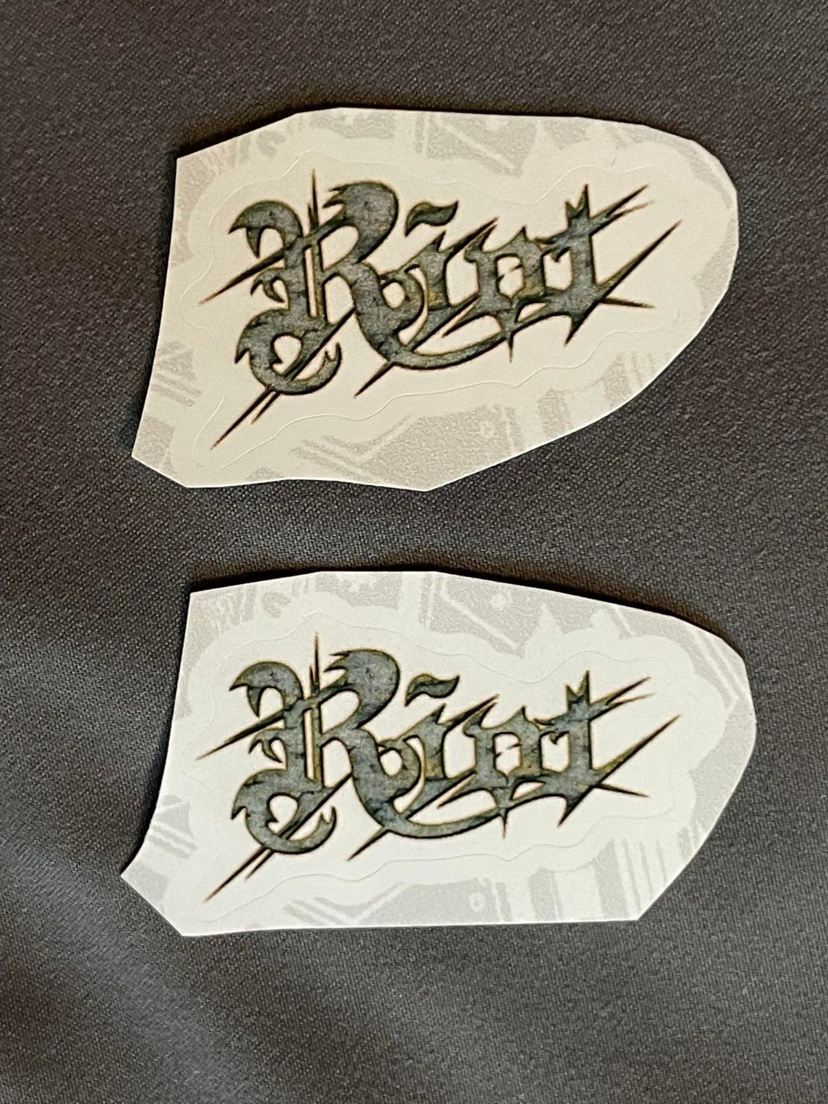 Lot (2) RIOT V 1" x 1 3/4" Band STICKERS Gray FAST! FREE SHIP!