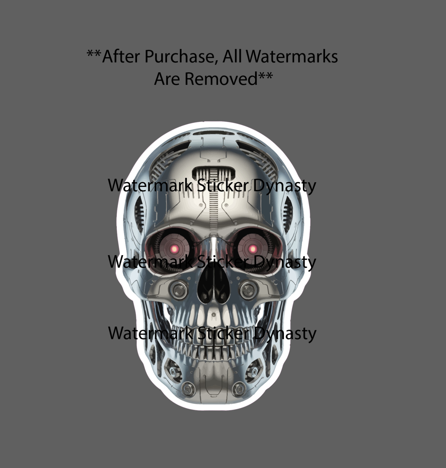 Mechanical Skull Sticker Waterproof Decal AI Robot Sci Fi Horror Gift NEW