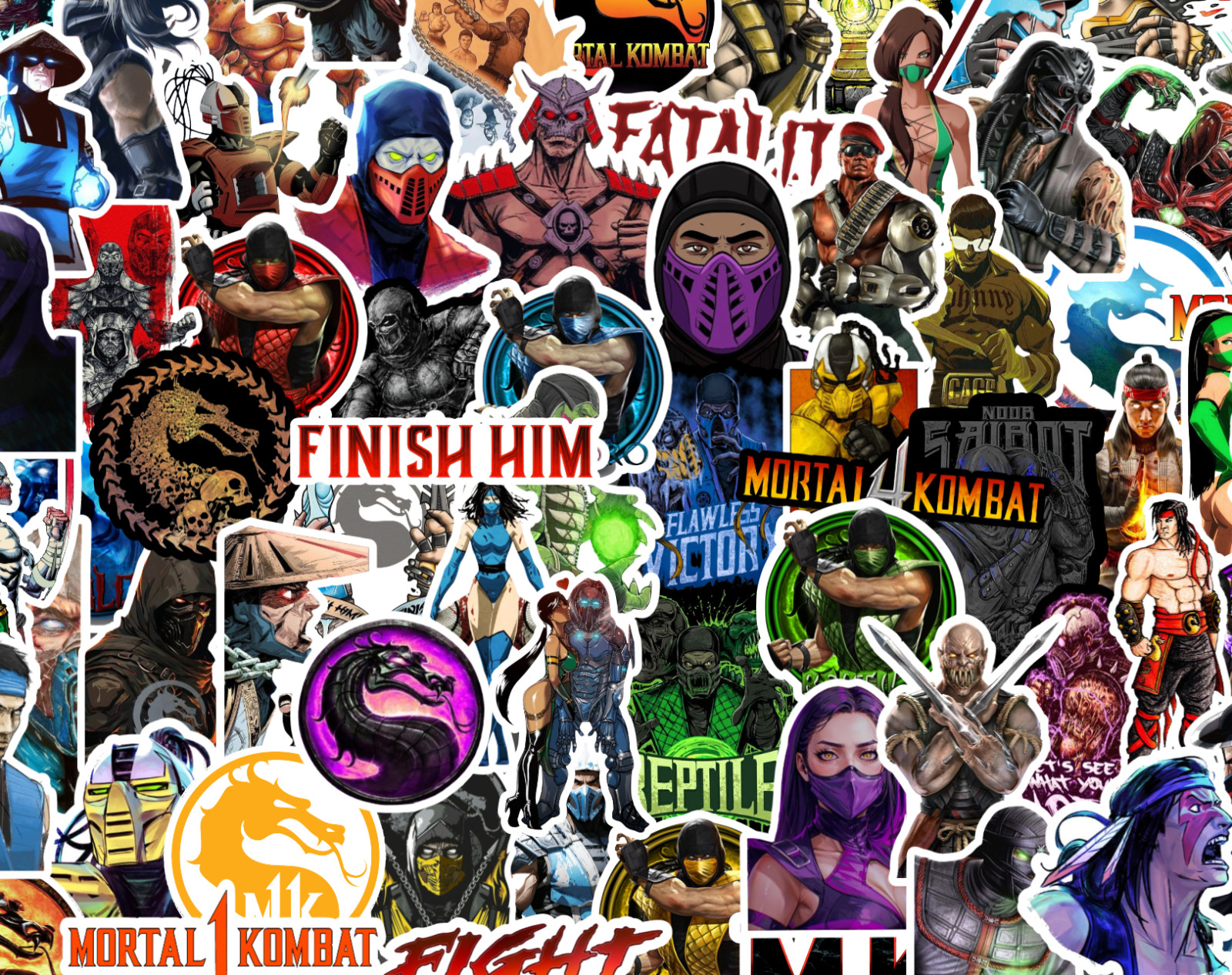 25/50 Mortal Kombat Sticker Pack – Waterproof Vinyl – Scorpion Sub-Zero