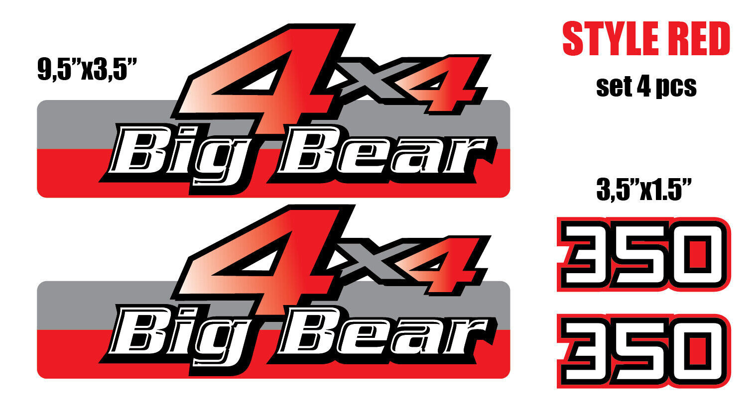 Red Gas Tank Graphics kit fits Y350 Yamaha Big Bear 4×4 2×4 Side Decal Sticker