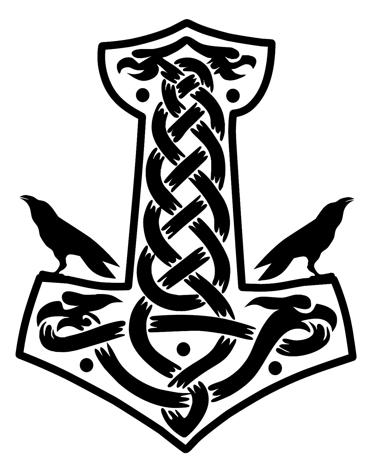 Thor's Hammer Decal with Ravens Mjolnir Viking Nordic car laptop vinyl sticker