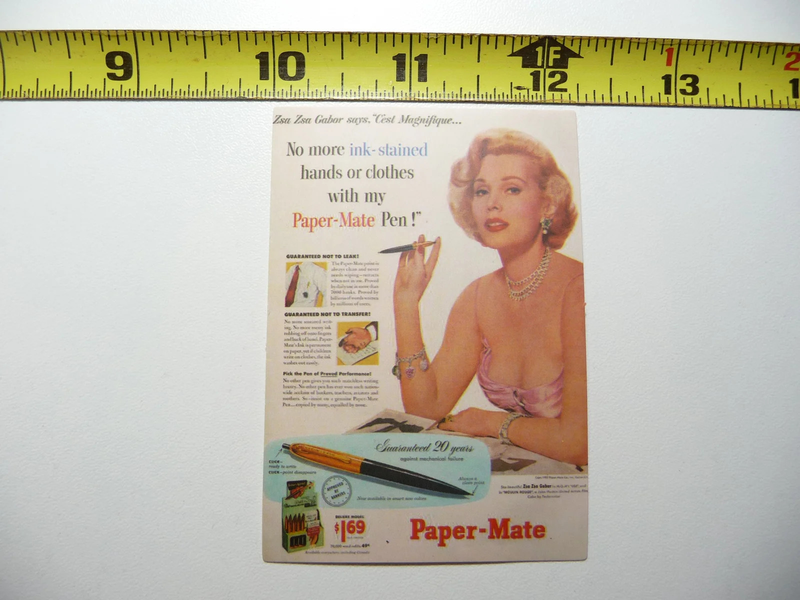 FUN OLD AD ADVERTISEMENT BALL POINT PEN SMALL STICKER DECAL WRITING