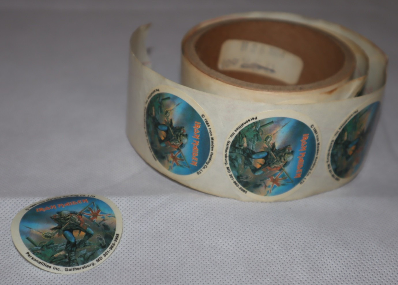 IRON MAIDEN 1984 STICKER ROLL THE TROOPER ALBUM LOT OF 16 VTG BUNDLE 1.75" READ