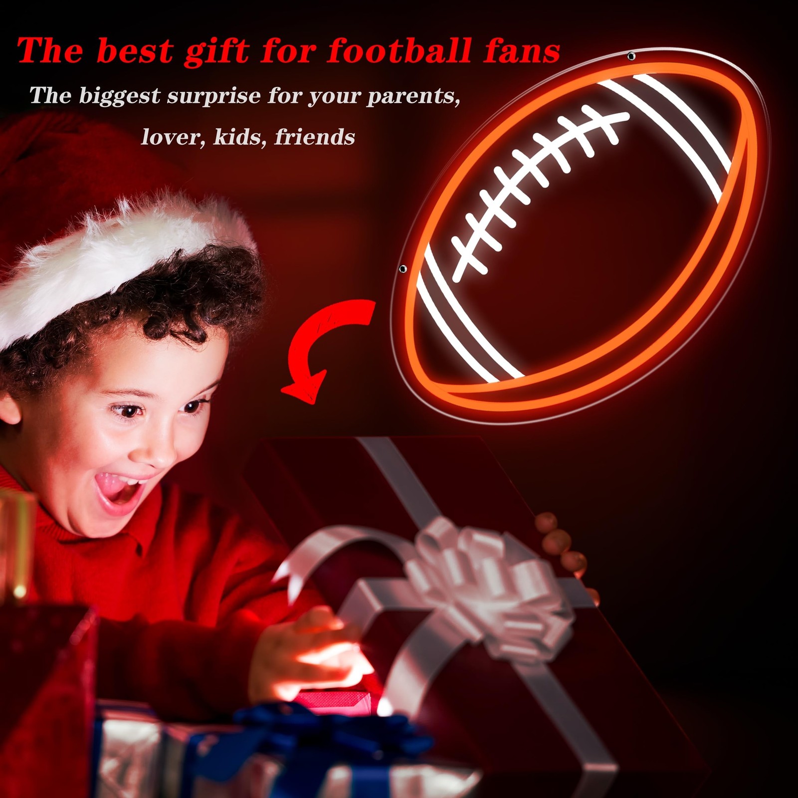 Football Neon Sign, Football Decorations for Party, Football Gifts for Boys B…