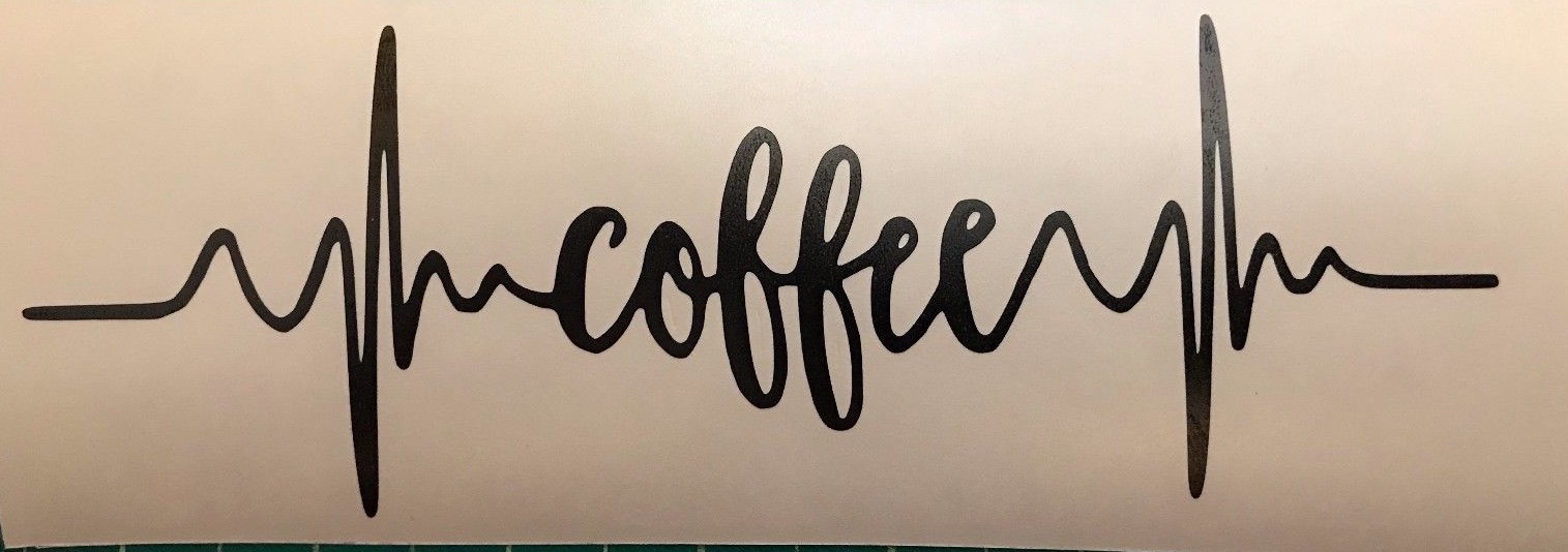 Coffee Text Heartbeat Vinyl Decal Sticker Car Wall Tumbler Cup Choice