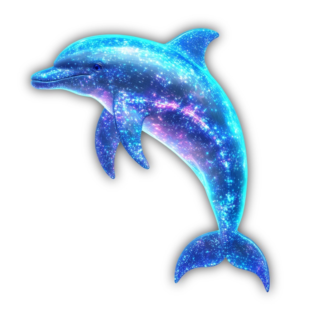 Dolphin Starry Ocean Art Cut To Shape Vinyl Sticker