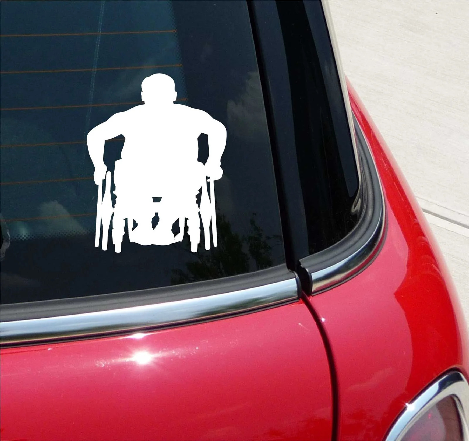MAN IN WHEELCHAIR HANDICAPPED WHEELCHAIRS GRAPHIC DECAL STICKER ART CAR WALL