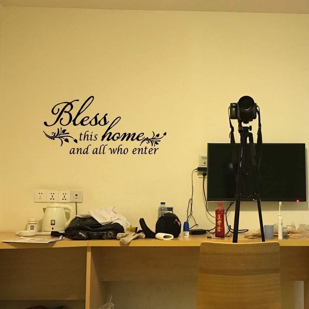 Bless This Home and All who Enter Vinyl Wall Decal Entryway Living Bible Verse