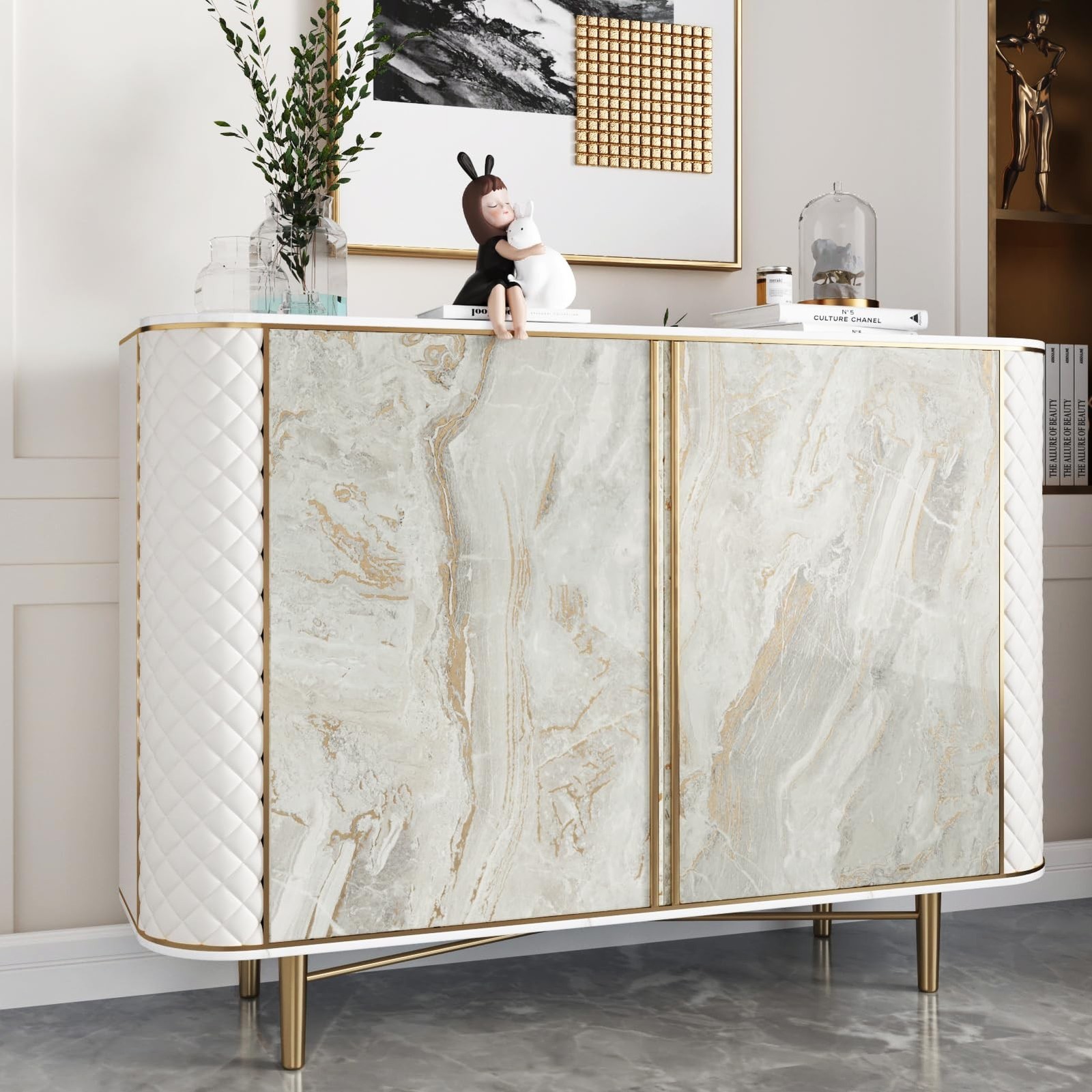 Beige/Gold Marble Contact Paper Peel and Stick Countertop Shiny Marble Counte…