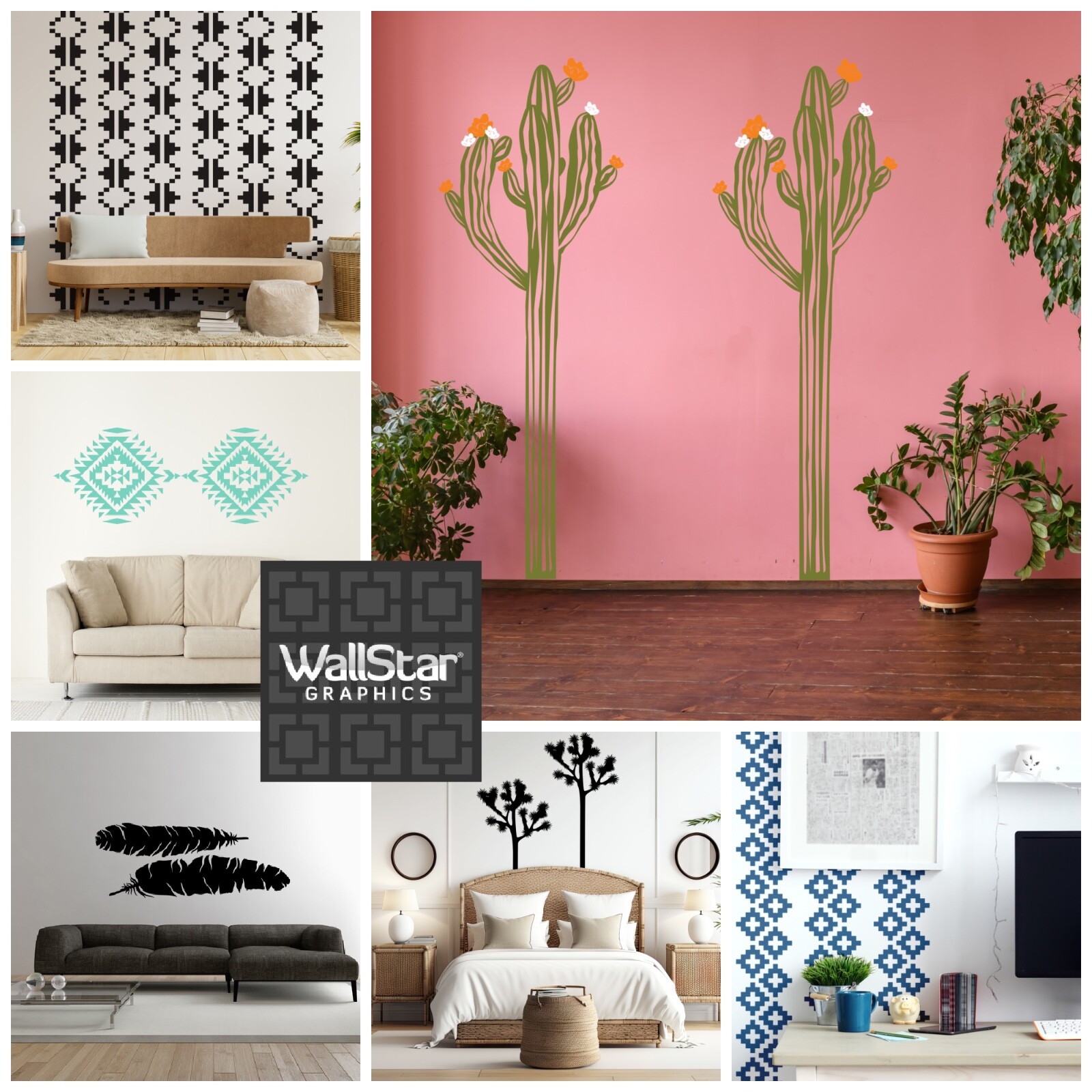 Modern Southwestern Wall Decals, Geometric Aztec Pattern Decal, Boho Western