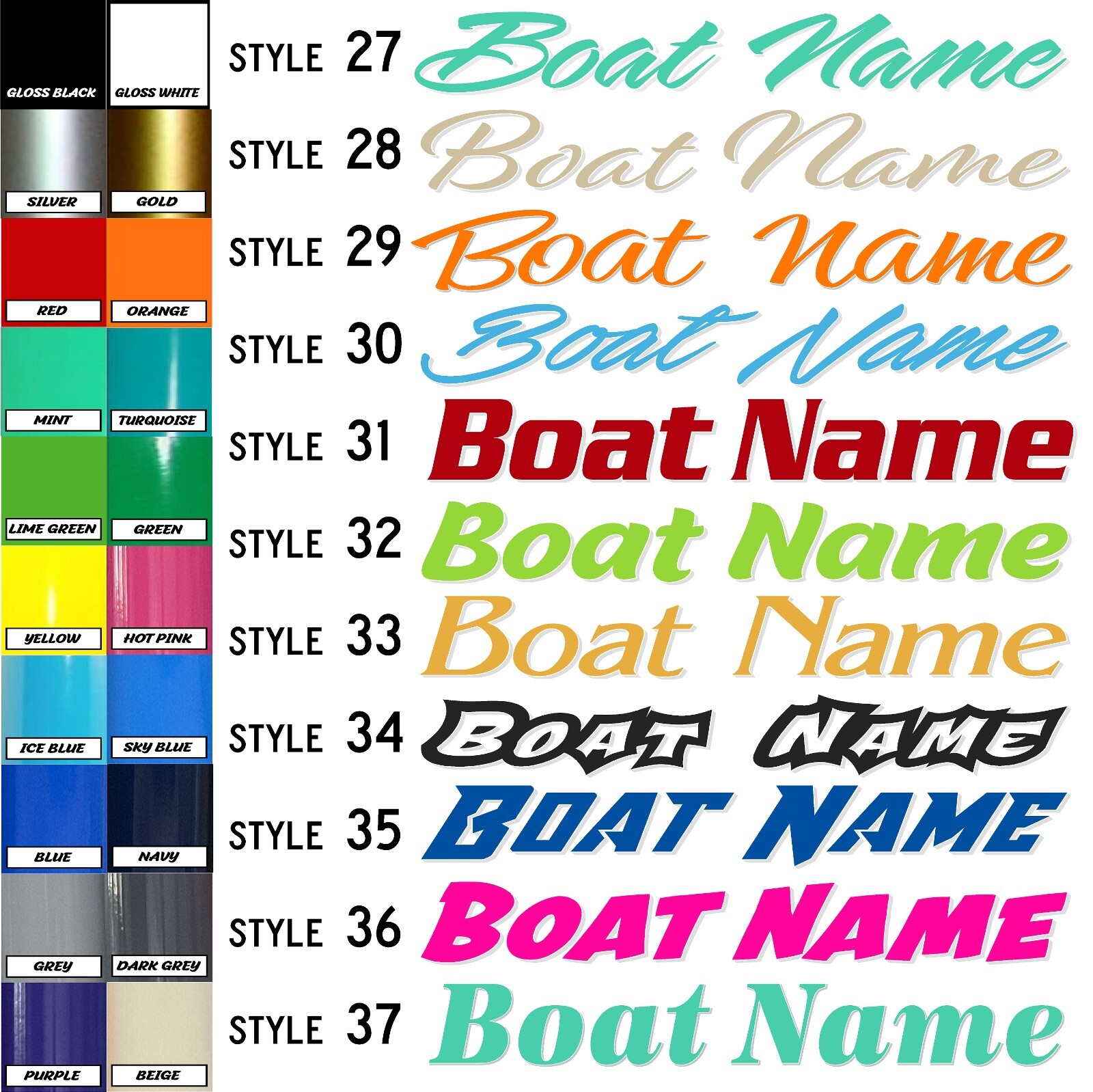 Boat Name Decal 4×24" / Custom Hull Graphic / Premium Marine Vinyl Lettering