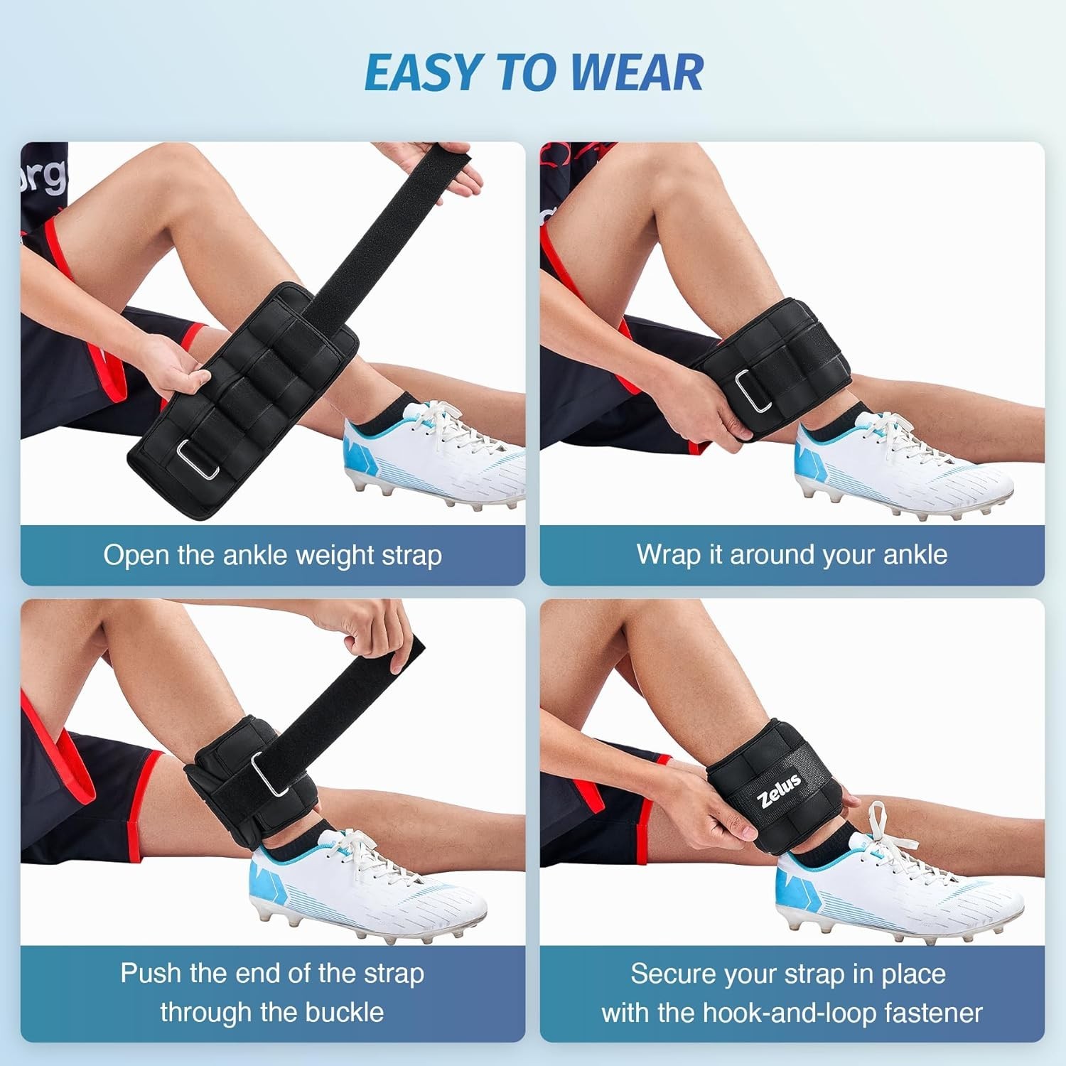 Soft Iron Z-Fit Ankle Weights 1 Pair Adjustable, 4LB/7LB/10LB for Women…