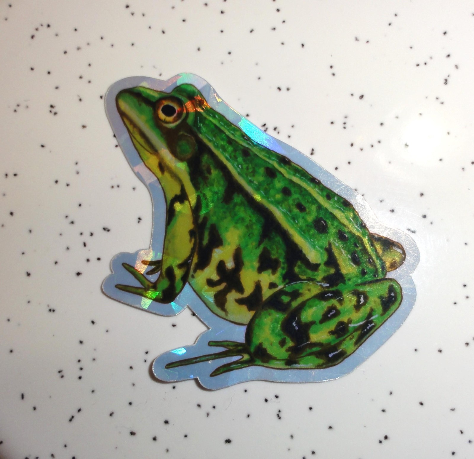 Leopard Frog Sparkle Sticker holographic finish unique handmade decal
