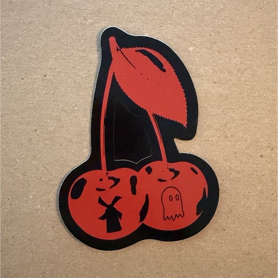 Dutch Bros Lonely Ghost Cherry Red Black Vinyl Sticker