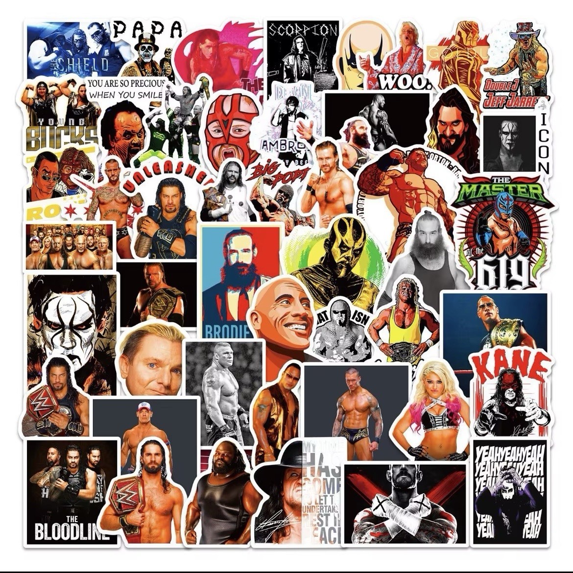 50Pcs Wrestling Stickers Decals for Laptop Water Bottle Wrestler Party Gifts