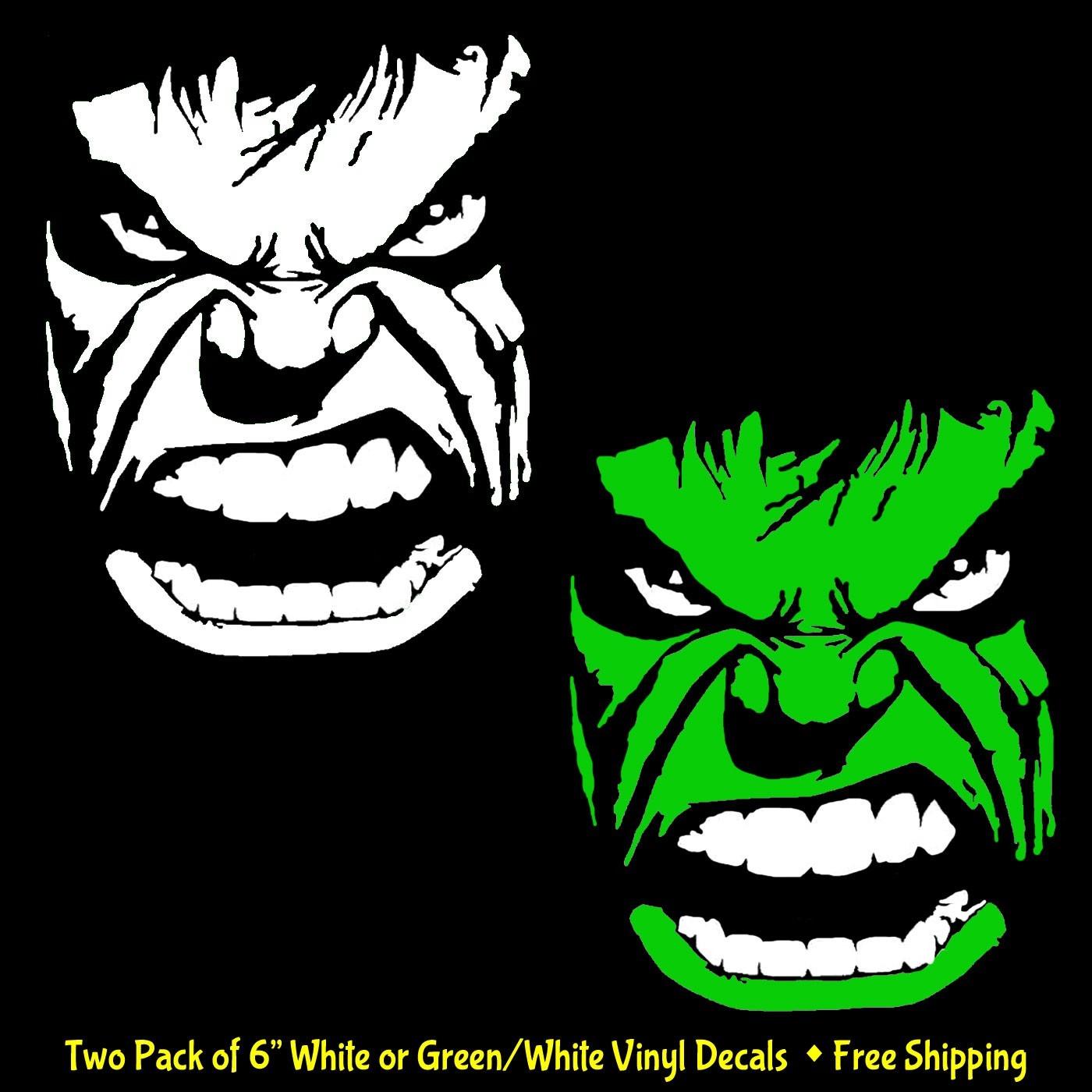 Incredible Hulk Growl Stare Two Pack 6" Vinyl Decal Car Truck Window Tablet