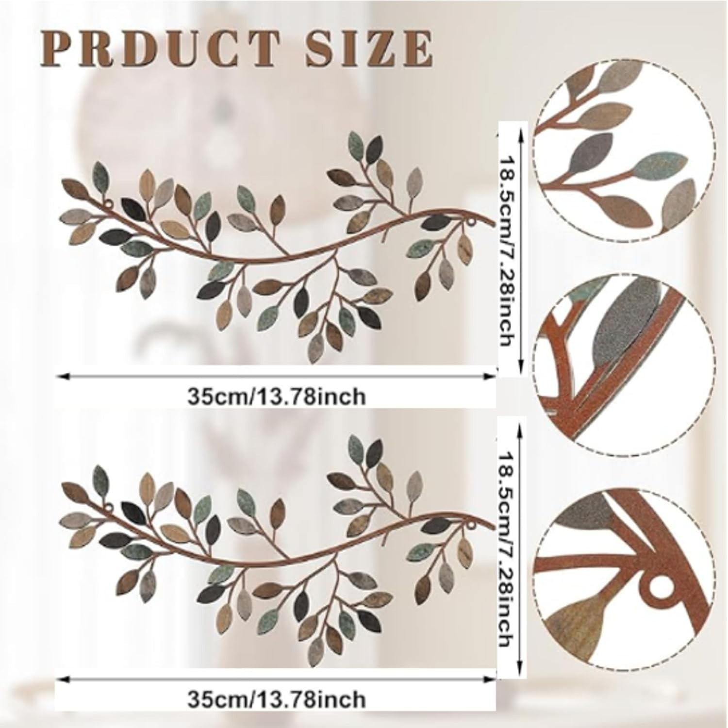 Metal Leaf Wall Art: 2-Piece Wrought Iron Sculptures for Sophisticated Spaces
