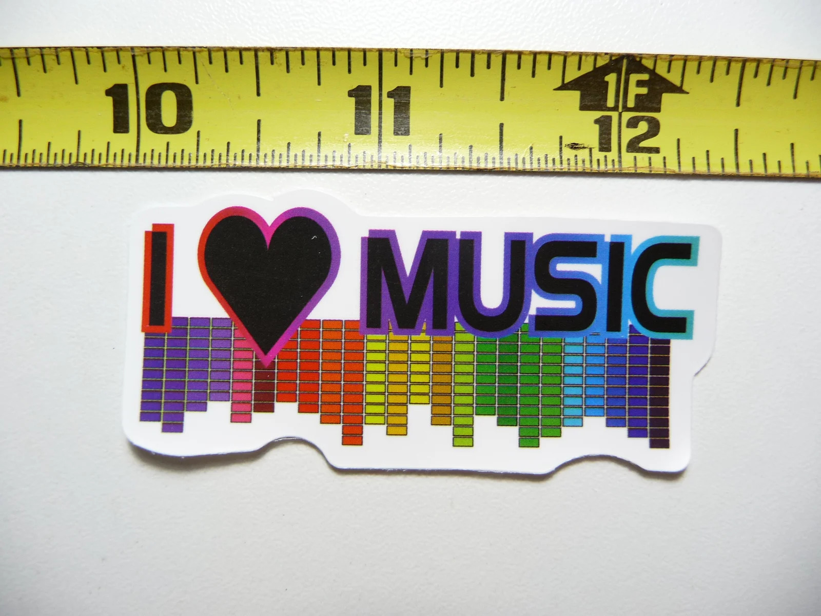 I LOVE MUSIC COLORFUL LED EQUALIZER SMALL STICKER DECAL BAND SONGS MUSICIAN