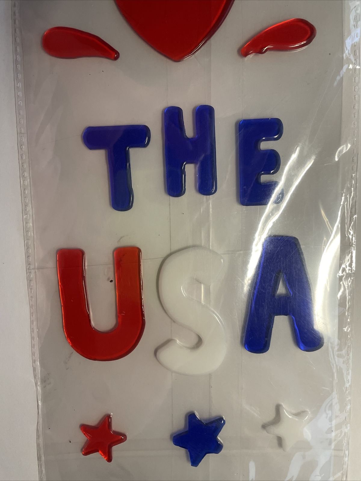 NEW LOVE USA Stars 4th of July Independence Day Gel Window Stickers Clings 12 ct