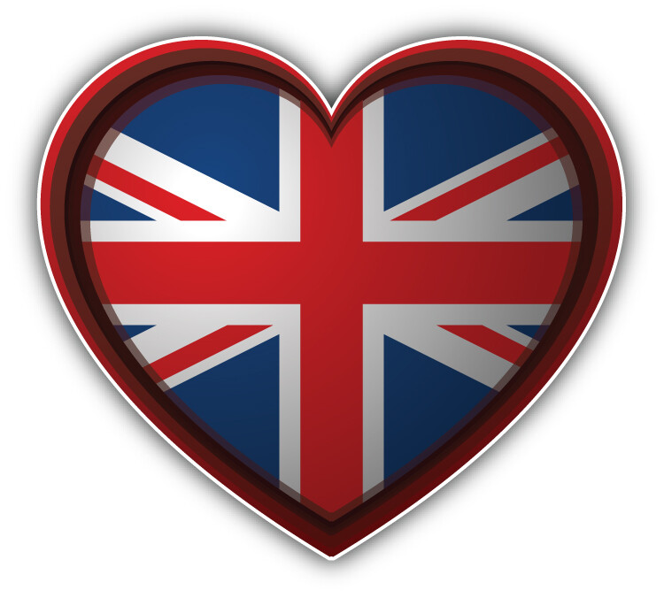 United Kingdom World Flag Heart Car Bumper Sticker Decal