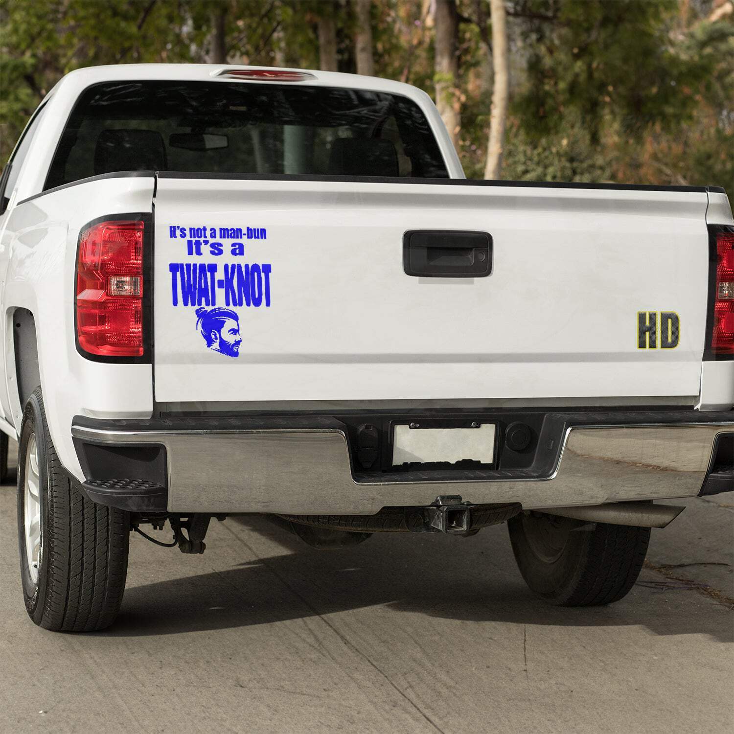 It's not a man-bun it's a twat-knot vinyl decal funny soyboy truck car