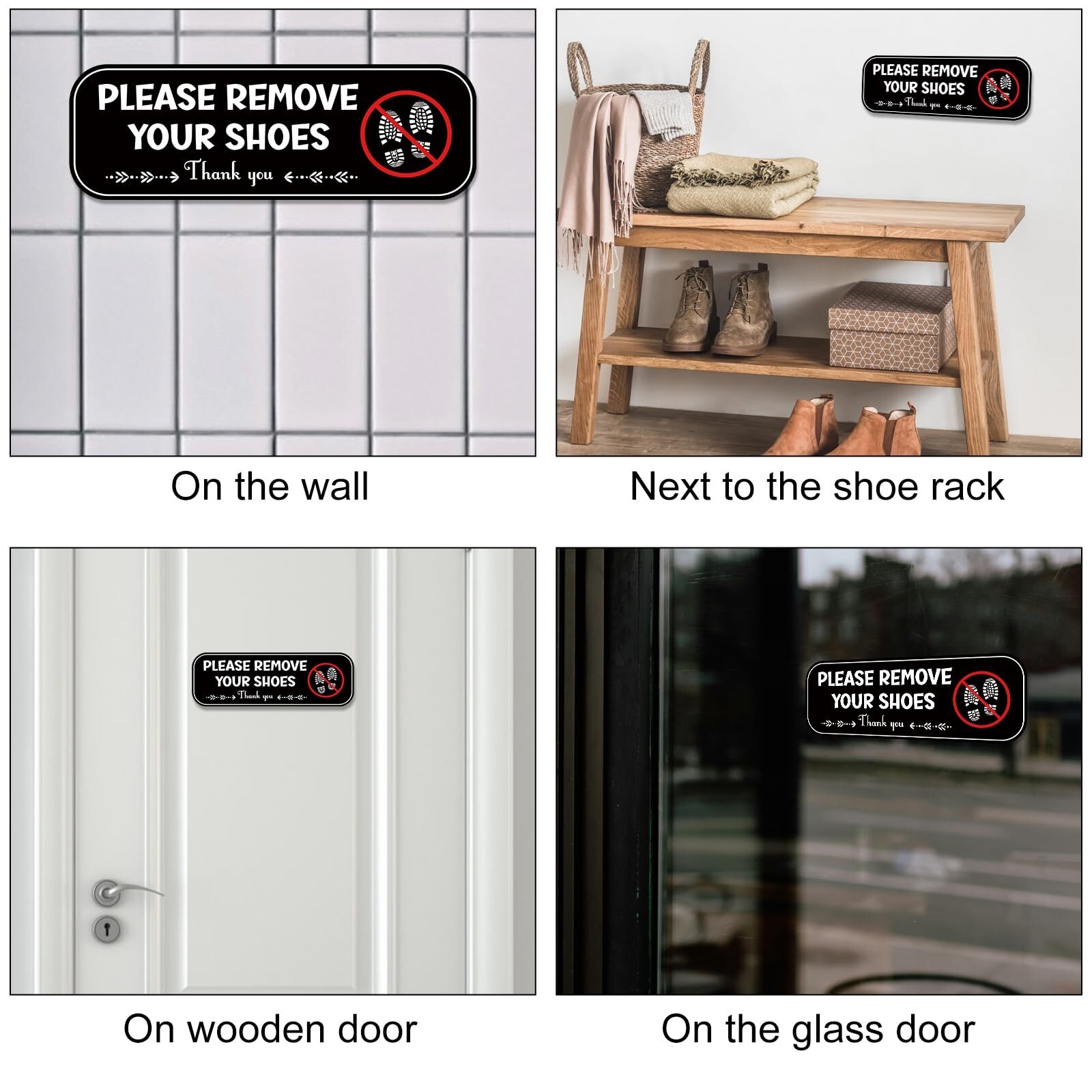 2pcs Acrylic No Shoes Sign – Take Your Shoes Off Sign for Front Door, Offices…