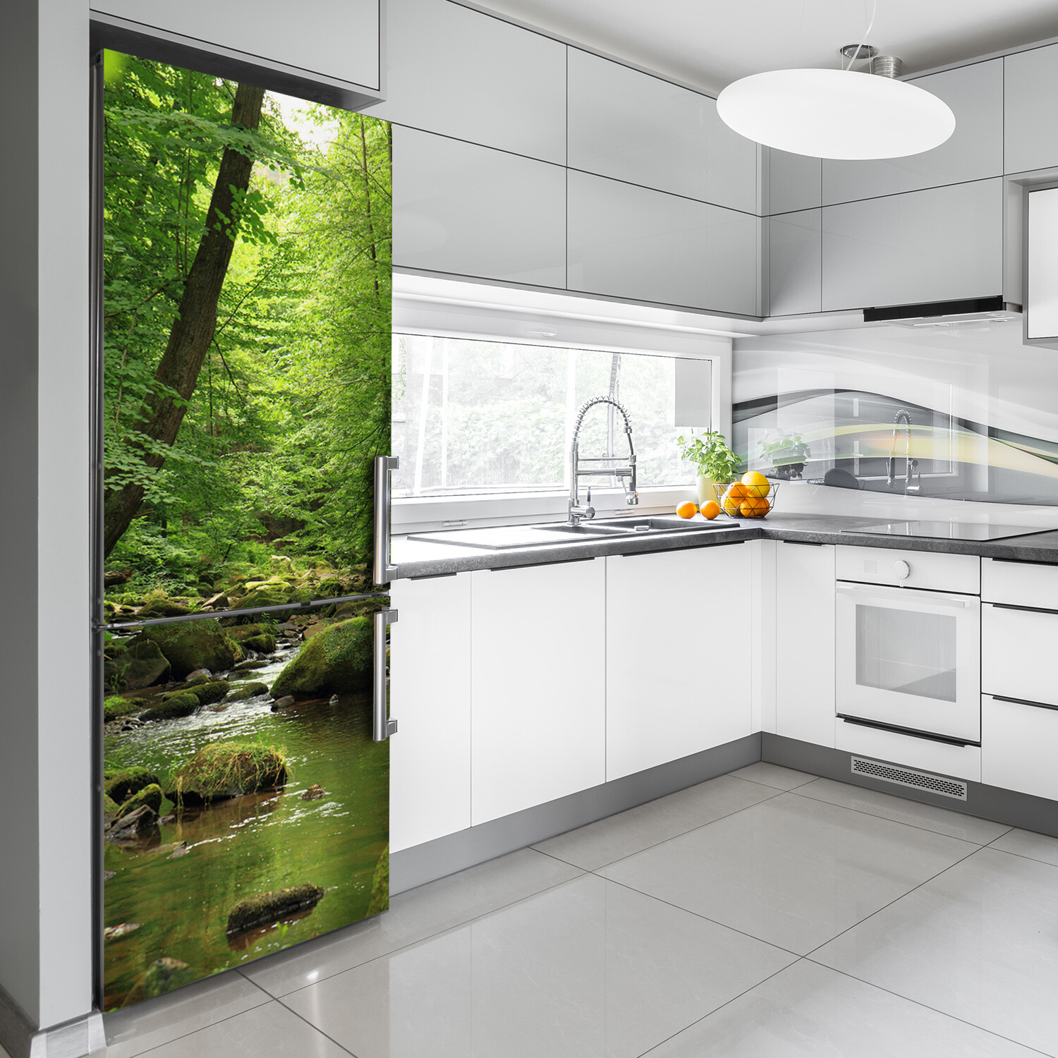 Self adhesive Fridge Magnet removable Sticker Landscapes River in forest Gift