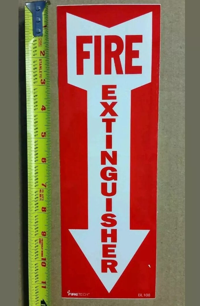 🤡🔥🧯FIRE EXTINGUISHER Arrow 4×12 Sign STICKER Vinyl 99 ea ship 99cent any qty