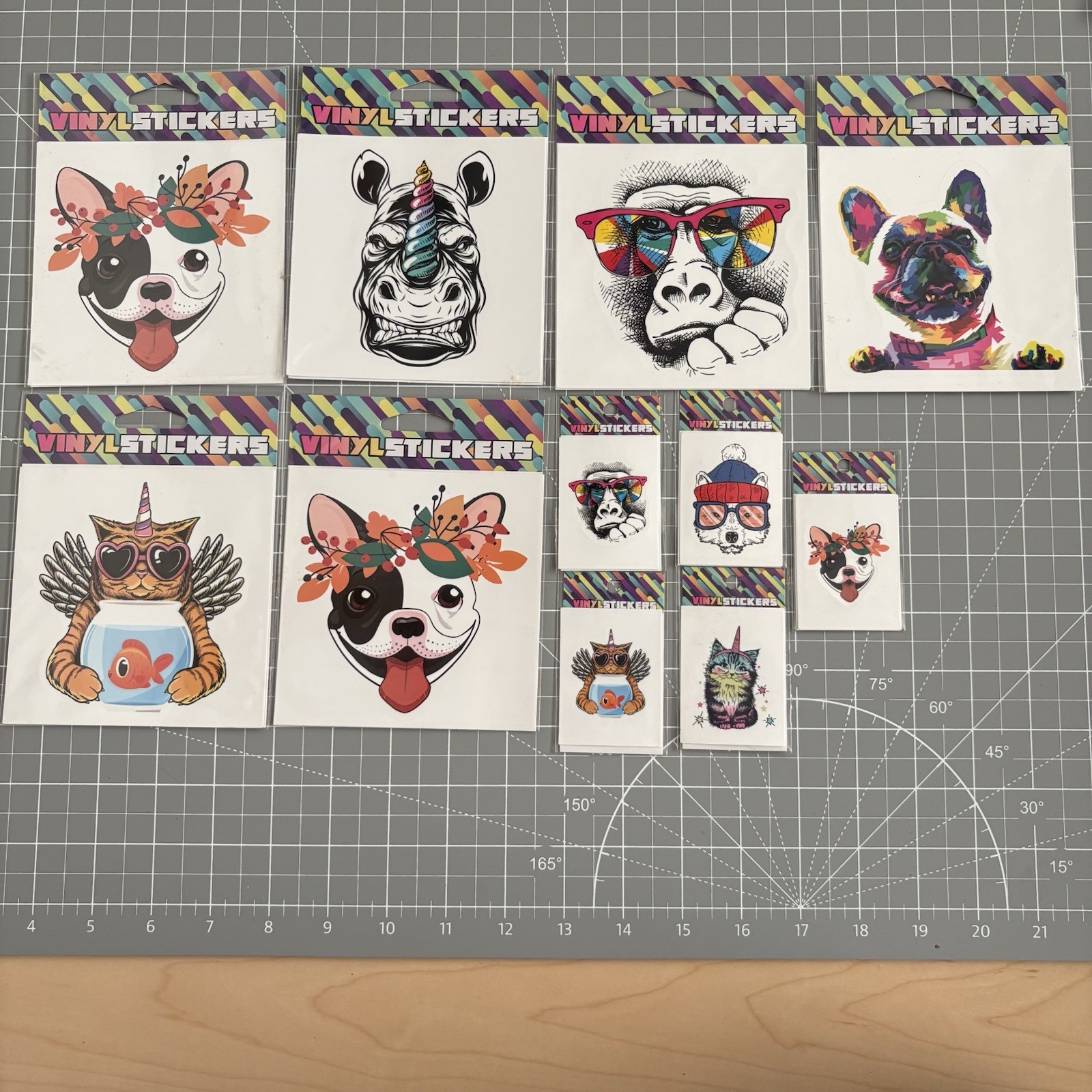 11-Piece Assorted Cool Animals Vinyl Sticker Pack