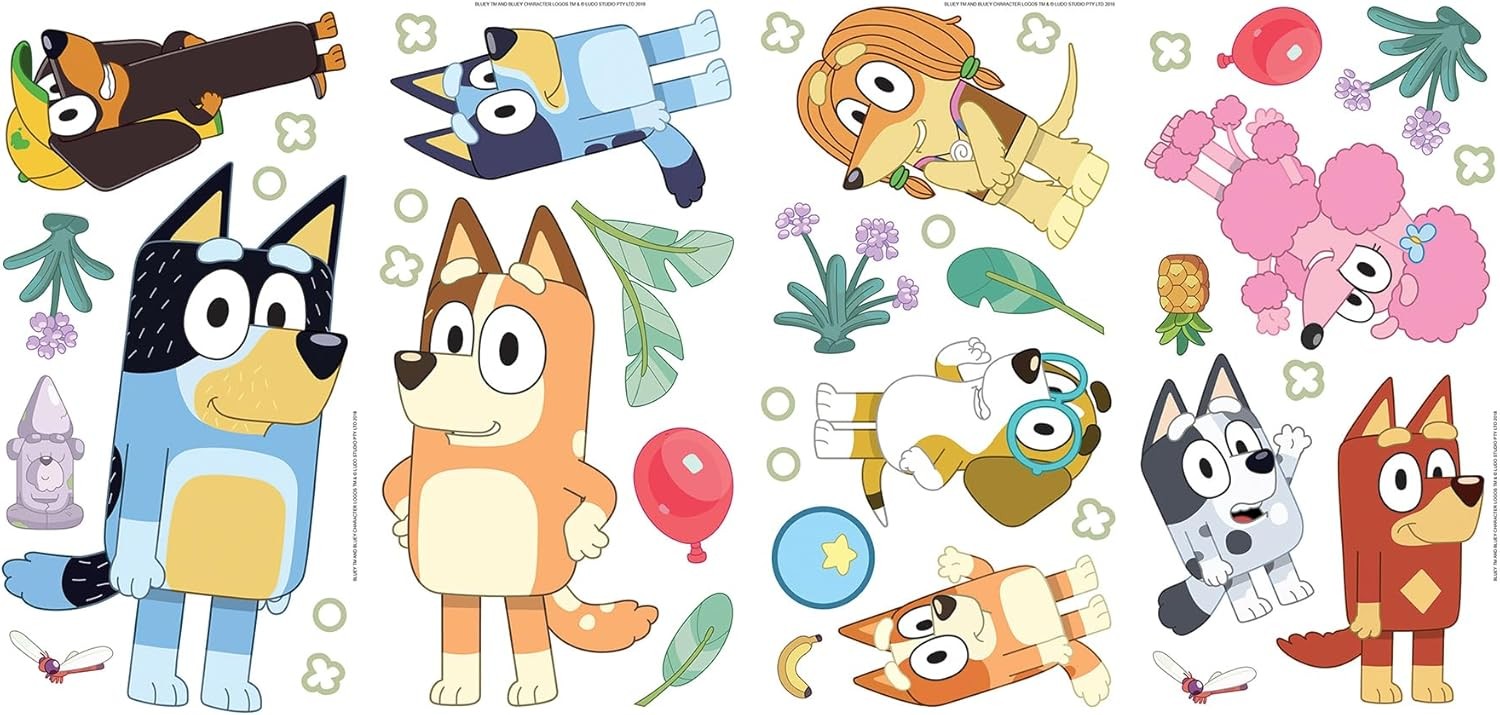 Bluey Wall Decals Peel and Stick – Family & Friends RoomMates Wall Stickers