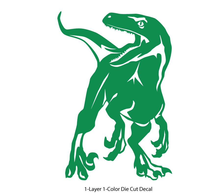 Dinosaur – Roaring Velociraptor #1 – Jurassic Period – 4-21" wide – DieCut Decal