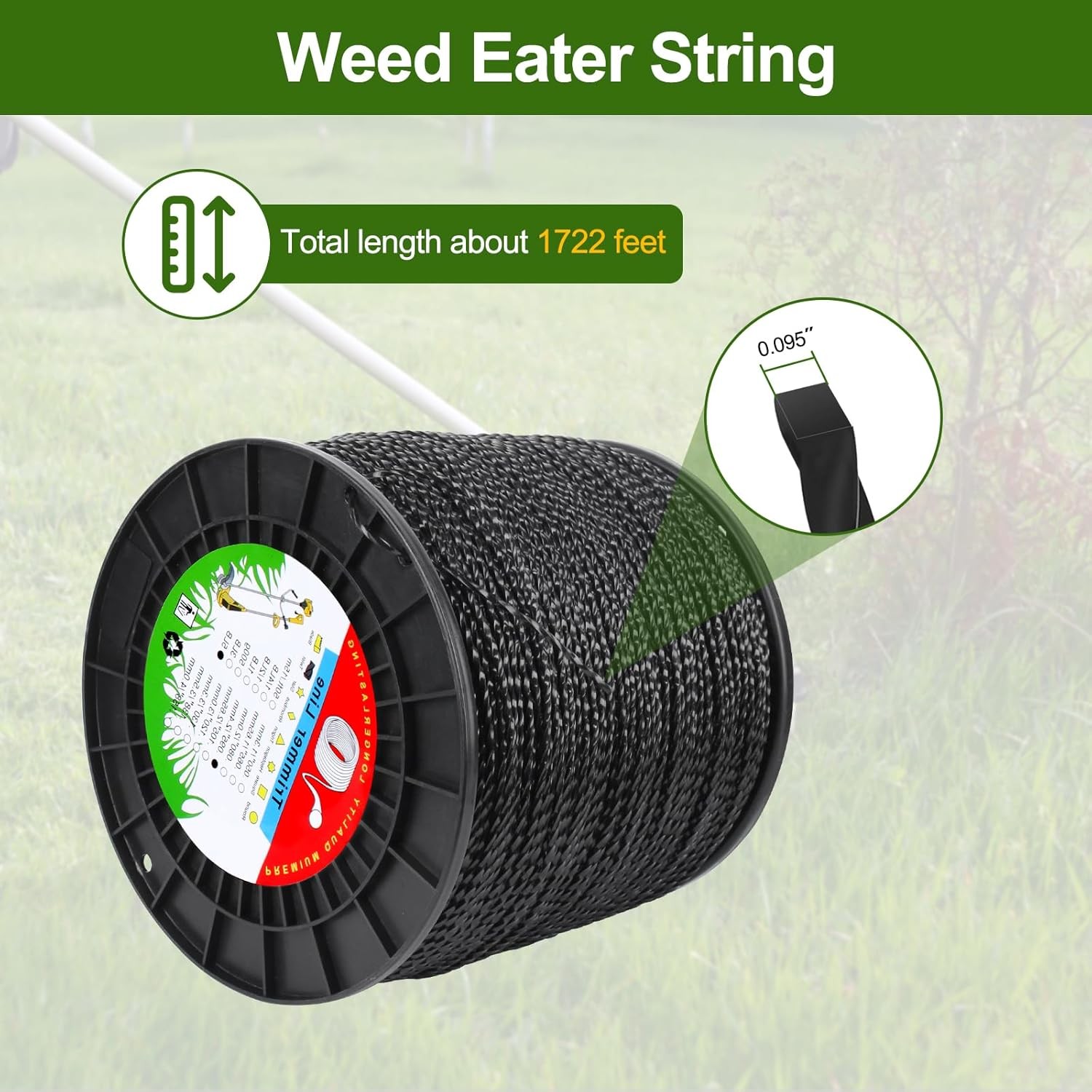 Weed Eater String .095, Replacement Echo Black Diamond Trimmer Line .095 5lb by-
