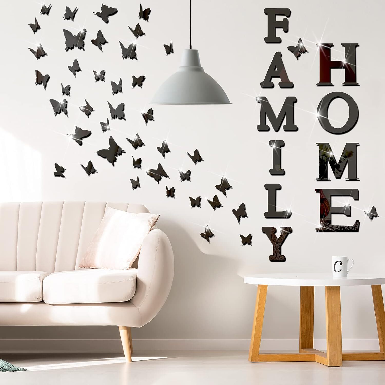 Outus 3D Family Home Sign Letters Living Room Decor Rustic Black