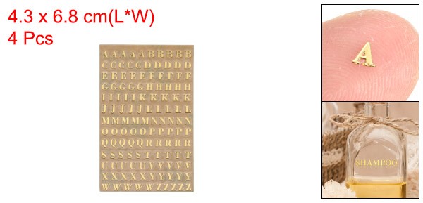 4Sheets Letter Stickers 0.12" Letter Stickers Alphabet Stickers(Gold Uppercase)
