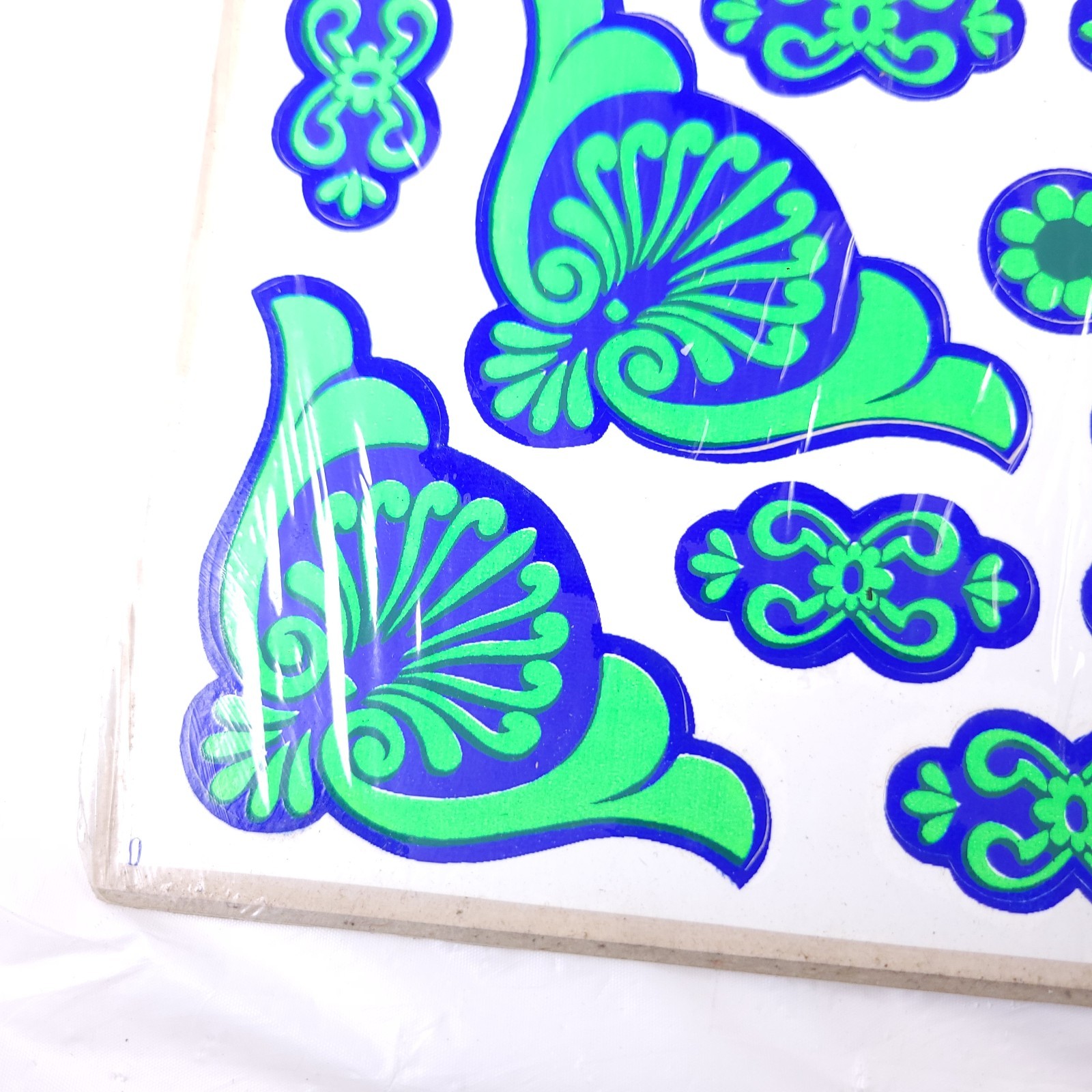 Popstickles Vintage Groovy Green Blue Stick-ons Vinyl Decals Removable Funky