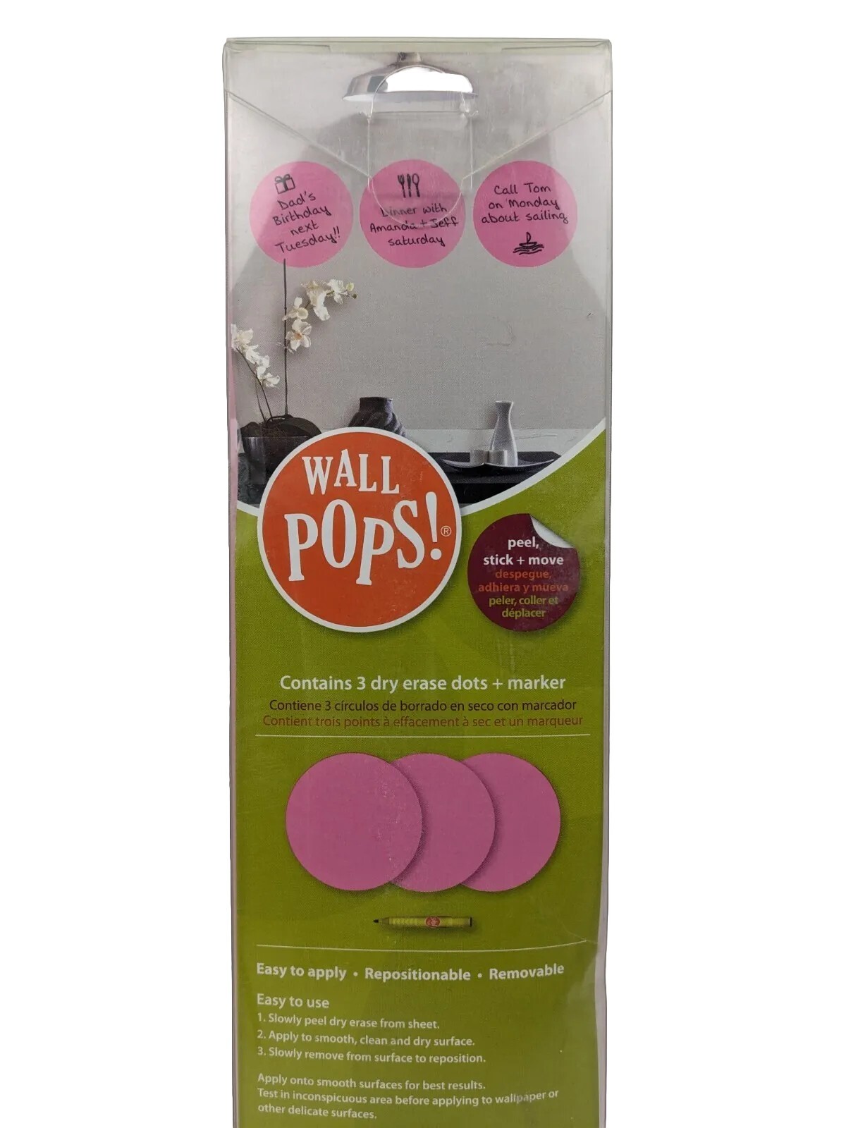 WallPops 13 in. x 13 in. Pink Flirt Dots Dry Erase Memo Board Model # WPE93962
