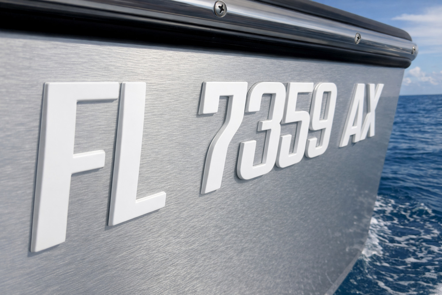 White Raised 3D Boat Registration Numbers Letters | Marine Grade Emblem