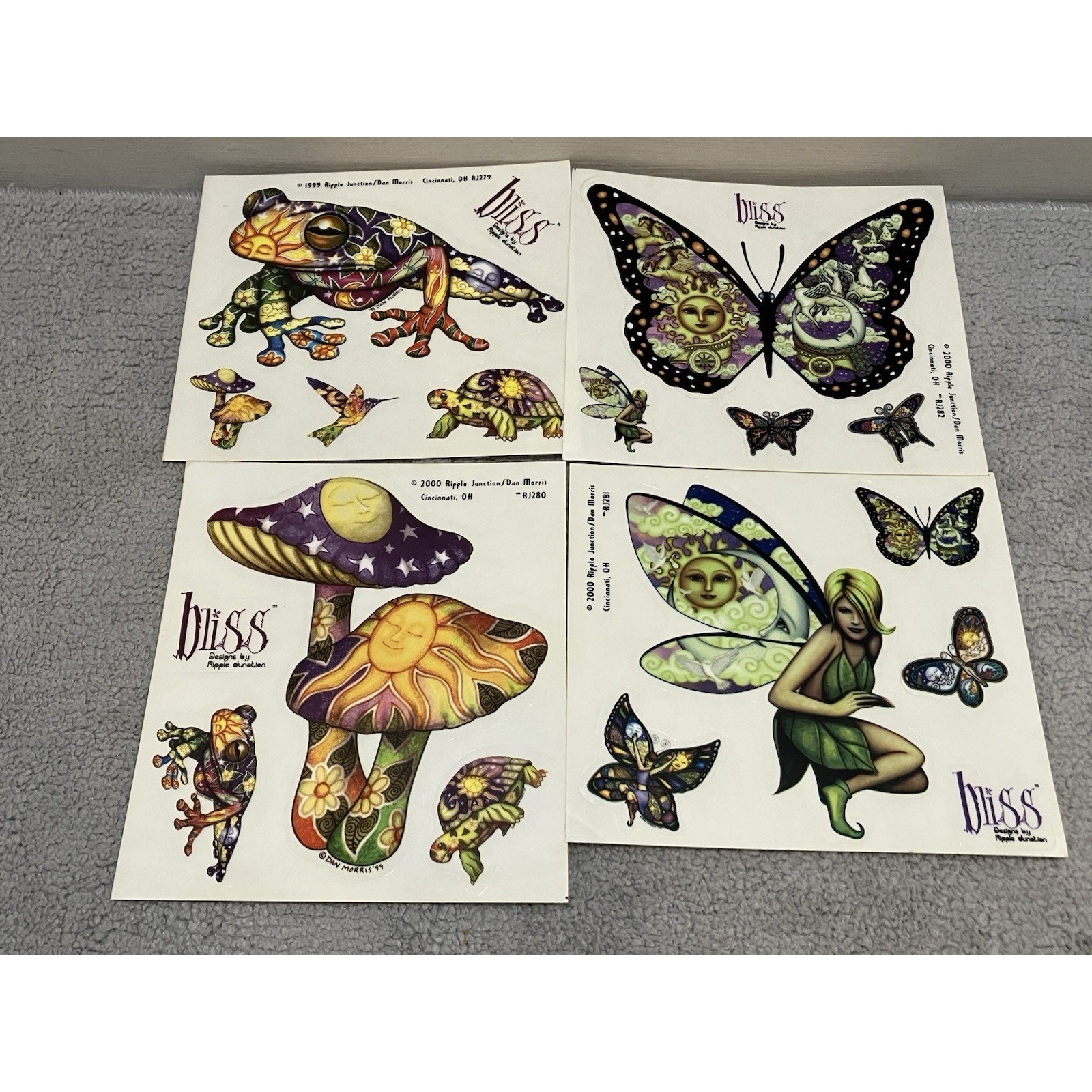Ripple Junction Bliss Sticker Decal Window Computer Lot of 4 Dan Morris Art 1999
