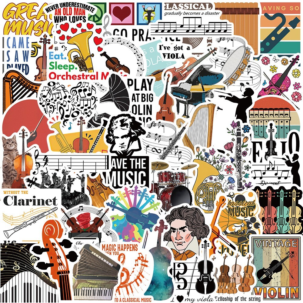 150pcs MUSIC INSTRUMENT Stickers,ORCHESTRA Flute Bassoon Reed Piano Violin147237