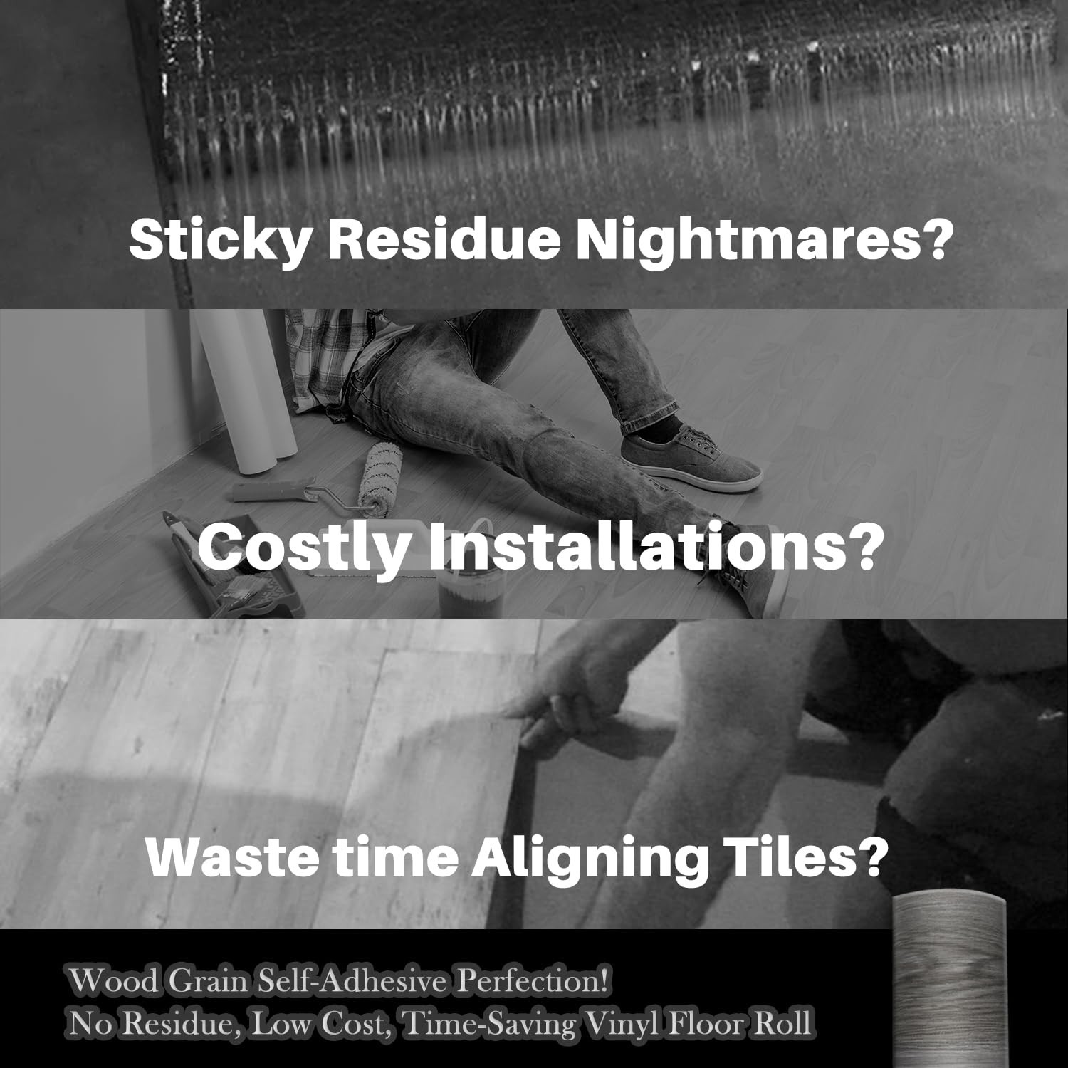 Wood Grain Peel and Stick Floor Tiles – 11.8” Width, Full Roll Lengt