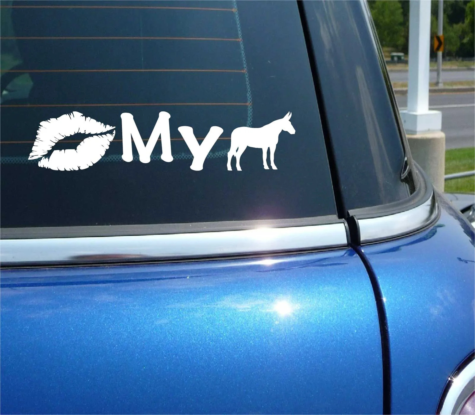 KISS MY ASS DECAL STICKER LIPS MULE DONKEY GRAPHIC LOL FARM FUNNY CAR TRUCK