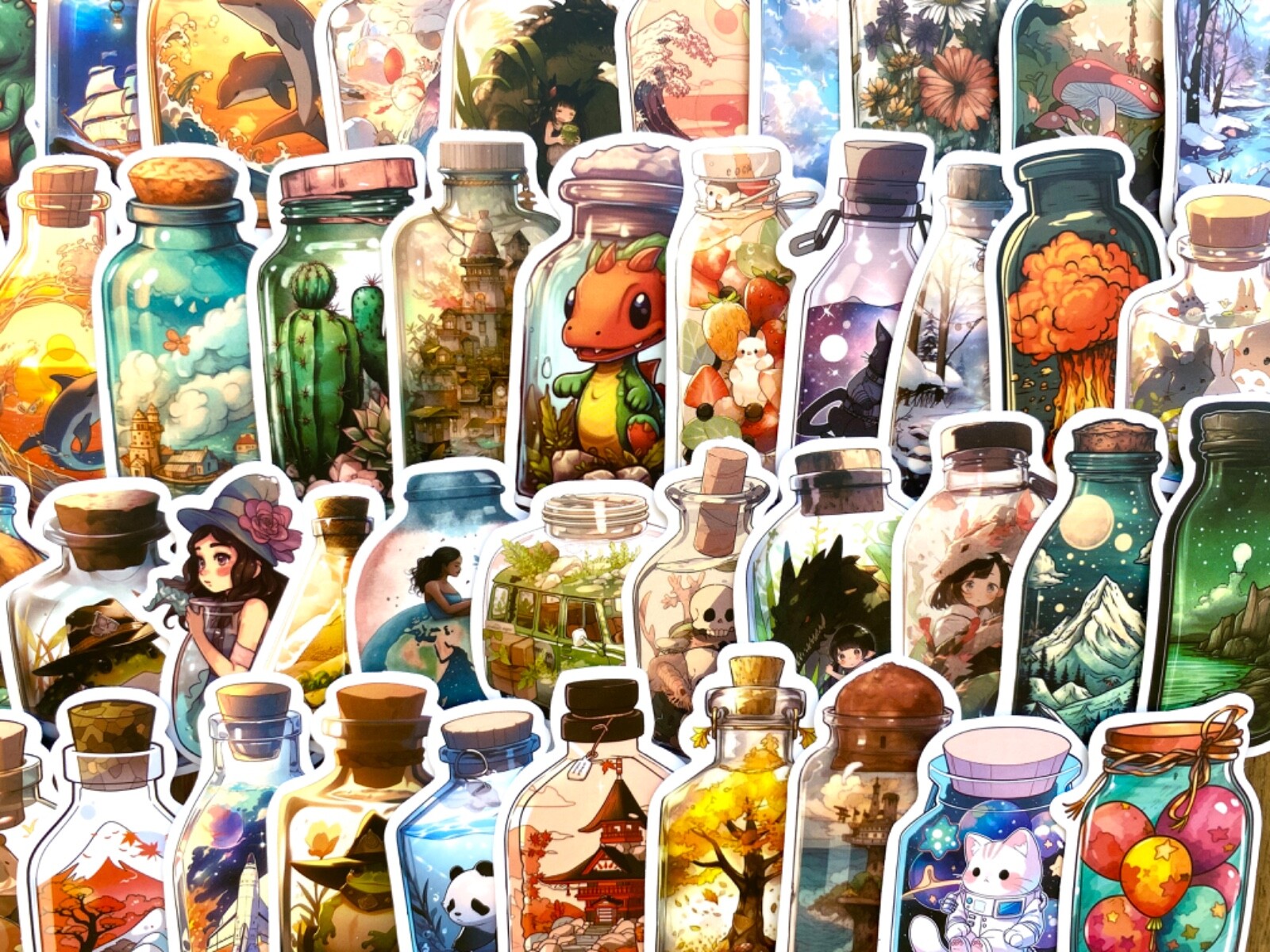 5-50 pcs Bottle Stickers, Aesthetic Laptop Phone Kindle Skateboard Car Decals