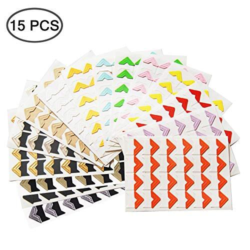 15 Sheets Photo Mounting Corners, Self Adhesive Paper Picture Sticker for DIY
