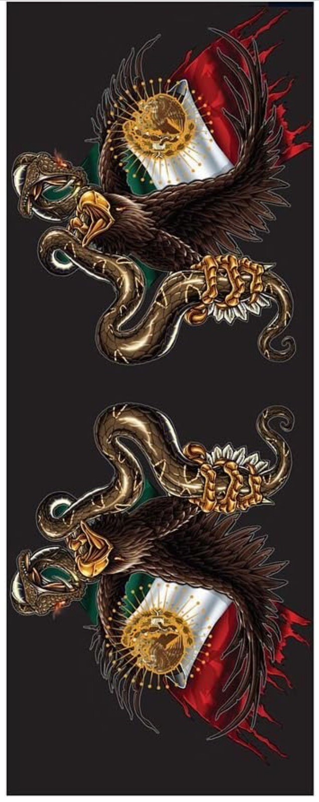 Lethal Threat Mexican Eagle Snake Flag Decal 2 Pieces Set of Waterproof Stickers