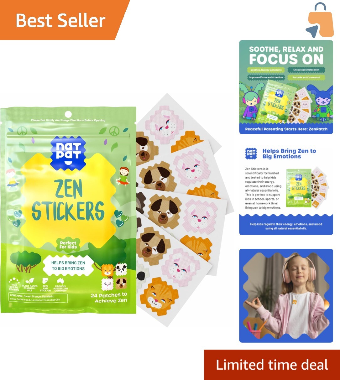 Calming Mood Support Stickers – 24 Chemical-Free Zen Patches for All Ages