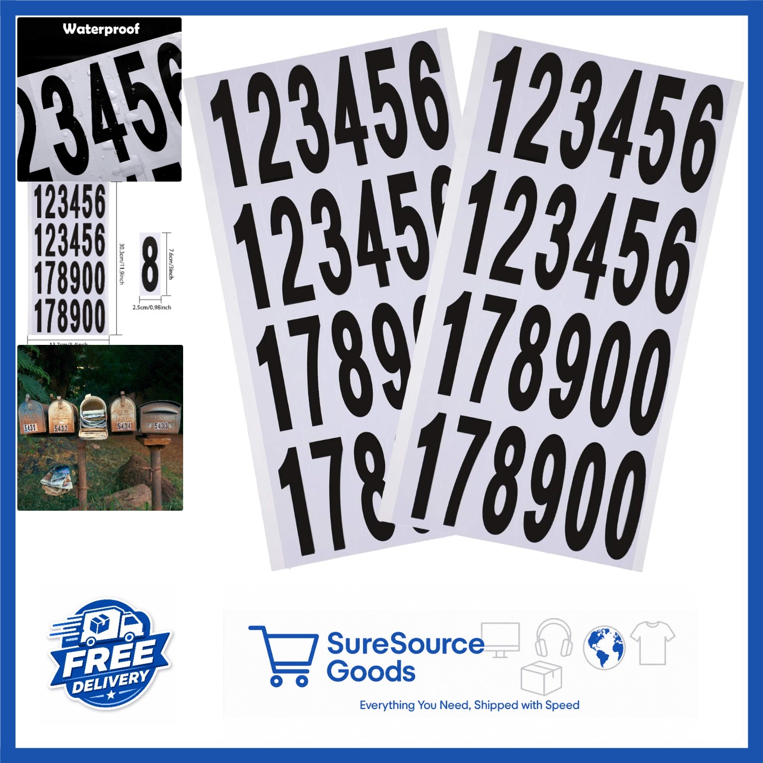 Minimalist Vinyl Number Stickers 3 Inch for Mailbox and Business Signs