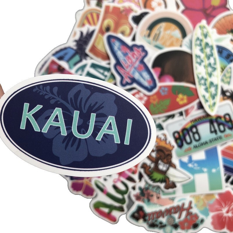 50pcs HAWAII Stickers, Beach Travel Vacation Stickers, #097